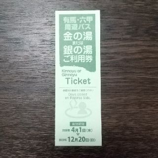 【値下】有馬温泉 金の湯 または 銀の湯 入浴券1枚-B(その他)