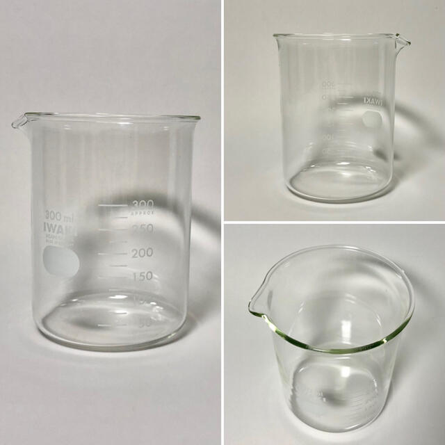 Pyrex(パイレックス)の︎ IWAKI AGC PYREX ビーカー 200ml 300ml 4点セット インテリア/住まい/日用品のキッチン/食器(容器)の商品写真