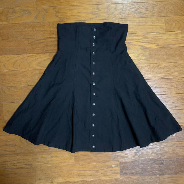 G.V.G.V.(ジーヴィジーヴィ)のG.V.G.V. ハイウエストスカート フロントボタン ブラック サイズ36 レディースのスカート(ひざ丈スカート)の商品写真