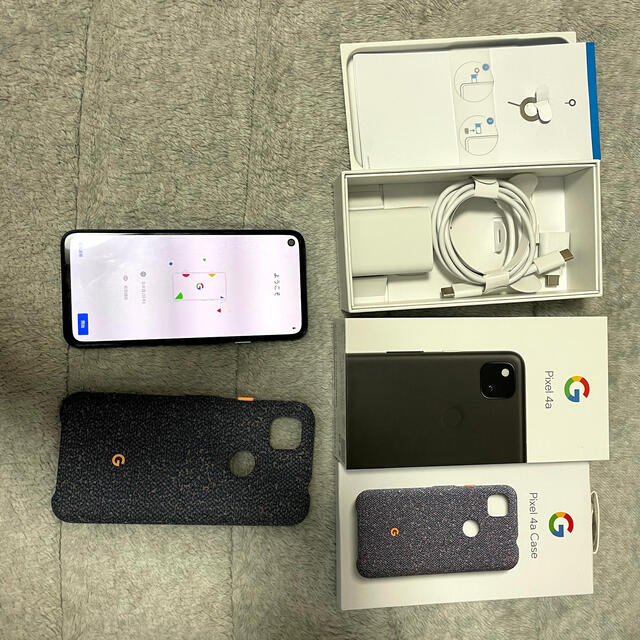 google pixel 4a just black sim フーリ+純正ケーススマートフォン本体