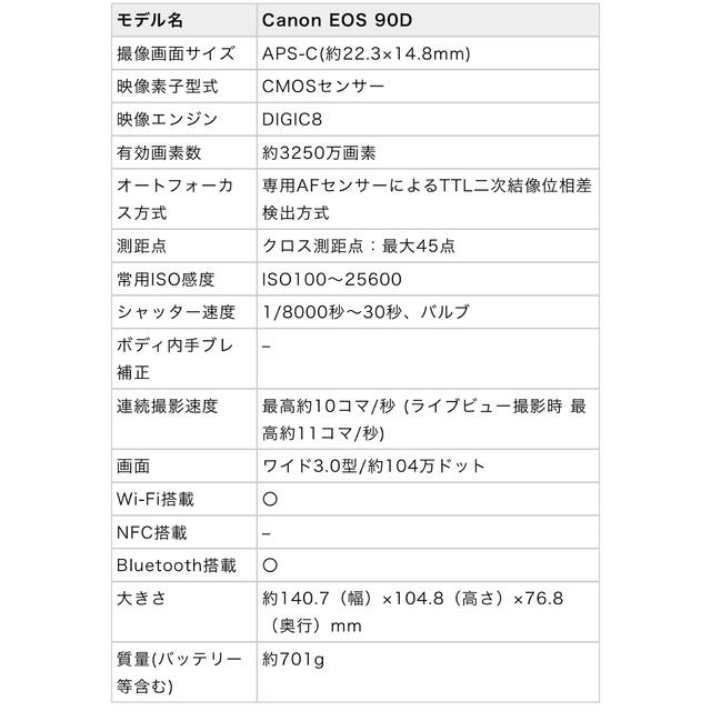 新品Canon EOS 90D EF-S18-135 IS USM レンズAPS-Ｃ有効画素数