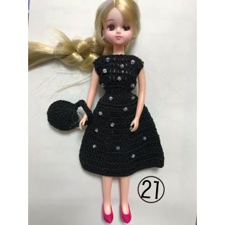 リカちゃん 服 黒ドレス バッグ付き(その他)