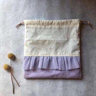 ボンポワン(Bonpoint)の【handmade】フリル　コップ袋　巾着袋　さくらんぼ(ランチボックス巾着)