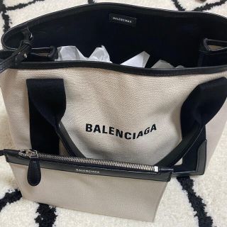 バレンシアガ(Balenciaga)のBALENCIAGAネイビーガバ S 白黒トートバッグ美品 15日まで値下げ‼️(トートバッグ)