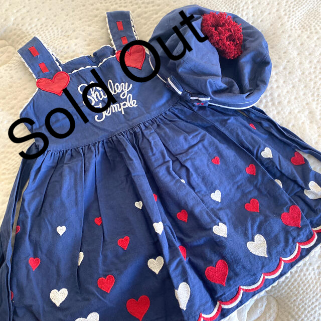 【Sold Out】Shirley Temple*ハートの紺ワンピース帽子セット