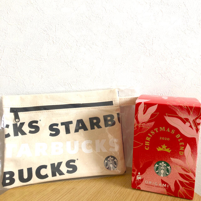 Starbucks Coffee(スターバックスコーヒー)のスターバックス　ホリデー  キャンバス　ポーチ　ブラック　オリガミ  コーヒー エンタメ/ホビーのコレクション(ノベルティグッズ)の商品写真