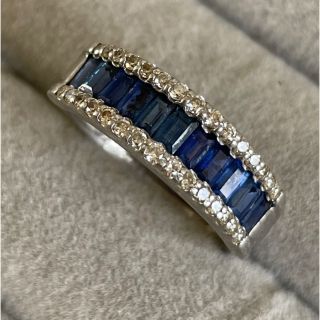 ブルーサファイア 1.07ct ダイヤモンド0.24ct pt900 リング(リング(指輪))