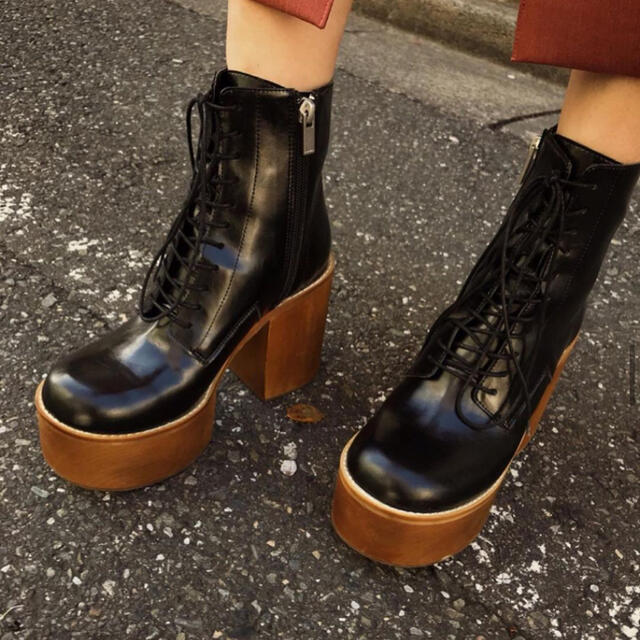 フラワーB ブルーグレイ Ameri vintage LACEUP BOOTS - ブーツ