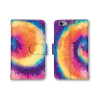 カラフル タイダイ スマホカバー スマホケース 手帳型 ほぼ全機種対応 ミラー(スマホケース)