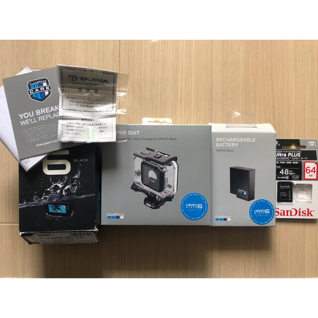 GoPro(ゴープロ)のGoPro6 ブラック+付属品　あん様専用 スマホ/家電/カメラのカメラ(コンパクトデジタルカメラ)の商品写真