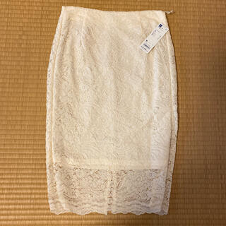 ジーユー(GU)のGU レースタイトスカート01 OFF WHITE(ひざ丈スカート)