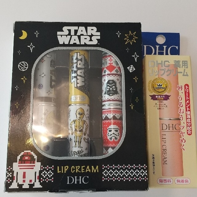 DHC(ディーエイチシー)のDHC 薬用リップクリーム スター・ウォーズ 3本セット +レギュラータイプ１本 コスメ/美容のスキンケア/基礎化粧品(リップケア/リップクリーム)の商品写真