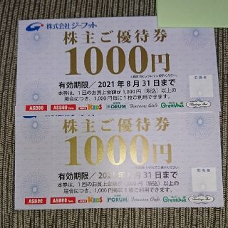 ジーフット株主優待券  2000円分＋ニトリ優待券(ショッピング)