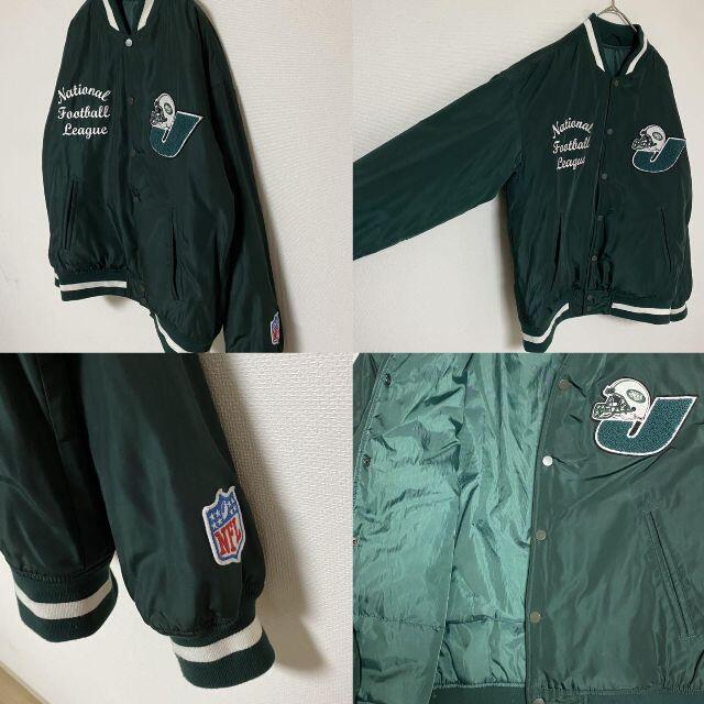 【大人気！】 NFL アメフト　スタジャン　ジェッツ　ワッペン　深めのグリーン メンズのジャケット/アウター(スタジャン)の商品写真