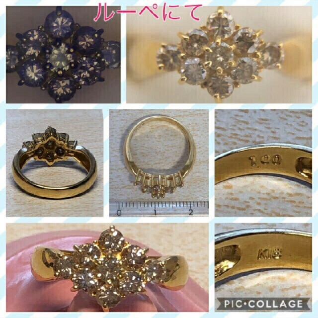 ご専用です♡綺麗なダイヤ★１．００ct★フラワーリング  k18イエローゴールド レディースのアクセサリー(リング(指輪))の商品写真