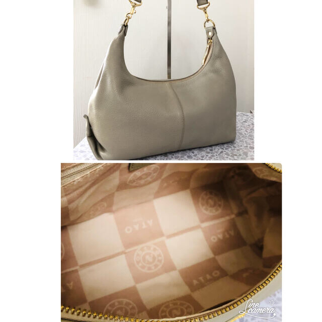 ATAO ミント シュリンクレザー☆グレージュ☆美品☆ ATAO ミント シュリンクレザー☆グレージュ☆美品☆