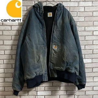 カーハート(carhartt)のビンテージ 希少 Carhartt デニムパーカー ワンポイントロゴ入 ブルー(カバーオール)