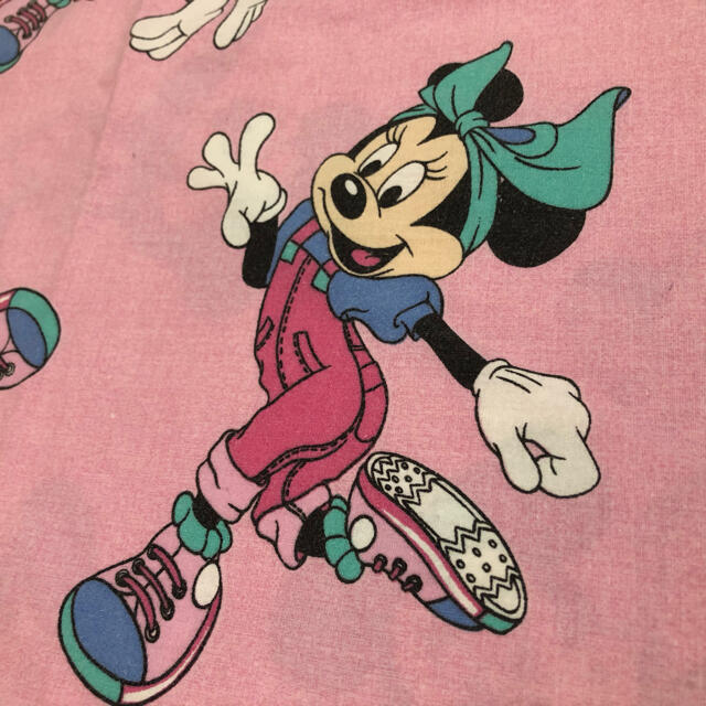 Disney(ディズニー)の🌜ビンテージ シーツ🌛ミニー　ピンク　小柄 ハンドメイドの素材/材料(生地/糸)の商品写真