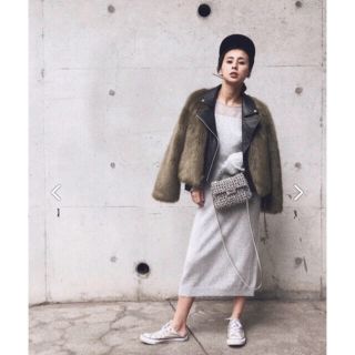 アメリヴィンテージ(Ameri VINTAGE)のameri vintage FUR DOCKING RIDERS JK カーキ(毛皮/ファーコート)