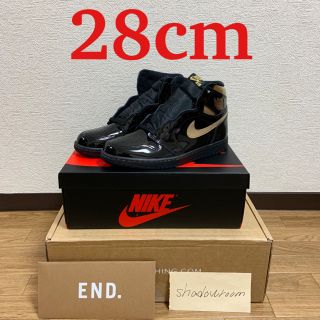 ナイキ(NIKE)のAir jordan 1 パテントブラック ゴールド 28 US10(スニーカー)