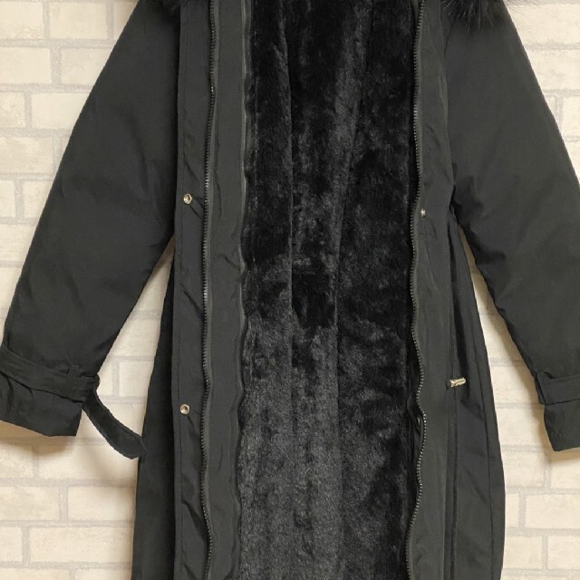 【新品】フェイクファー ロングコート M ブラック レディースのジャケット/アウター(毛皮/ファーコート)の商品写真