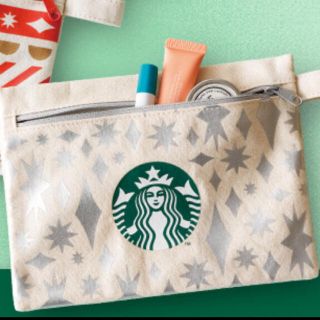 スターバックスコーヒー(Starbucks Coffee)のスターバックス　キャンバスポーチ　シルバー(ポーチ)