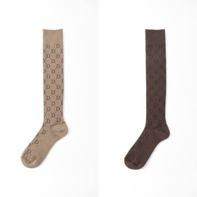 DEUXIEME CLASSE(ドゥーズィエムクラス)のDeuxieme Classe jacquard socks ベージュ&ブラウン レディースのレッグウェア(ソックス)の商品写真