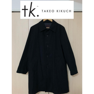 タケオキクチ(TAKEO KIKUCHI)の【定価9万円】TAKEO KIKUCHI ステンカラー　コート　黒(ステンカラーコート)