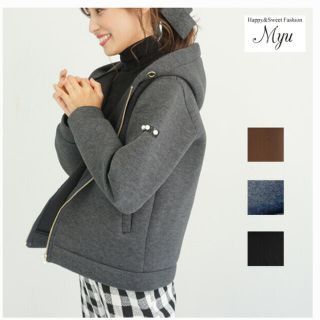 送料込！♡Myu♡ ボンディング　パーカー　チャコールグレー　Mサイズ　現行品(パーカー)