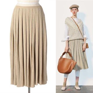 ドゥロワー(Drawer)の19AW LOOK掲載*Drawer ドゥロワー*ラメプリーツニットスカート(ロングスカート)