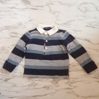 バーバリー(BURBERRY)のBURBERRY　ラガーシャツ　グレー×紺×水色　90(Tシャツ/カットソー)