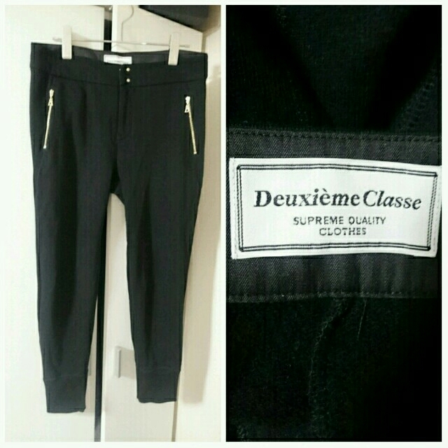 DEUXIEME CLASSE(ドゥーズィエムクラス)のZIP ジップ パンツ 黒 日本製 レディースのパンツ(クロップドパンツ)の商品写真