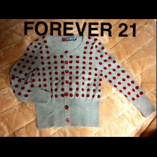 フォーエバートゥエンティーワン(FOREVER 21)のドット柄七分袖カーディガン(カーディガン)