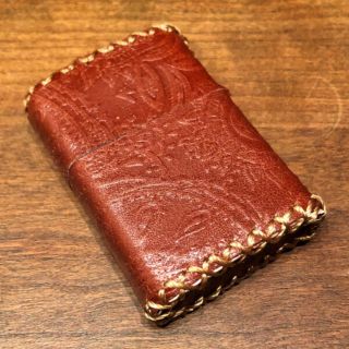 ジッポー(ZIPPO)の[本革] zippo用 レザーケース 革ケース 革巻き ペイズリー柄(タバコグッズ)