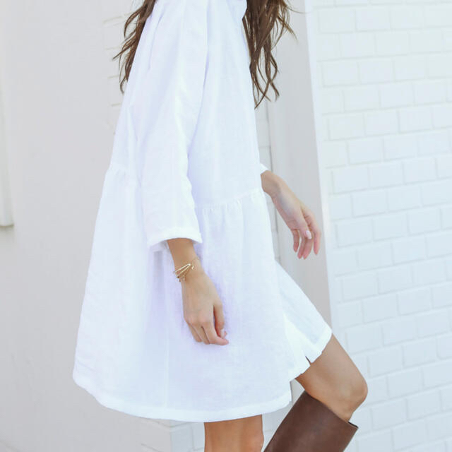 ALEXIA STAM(アリシアスタン)のアリシアスタン Stand Collar Shirt Dress White レディースのワンピース(ひざ丈ワンピース)の商品写真