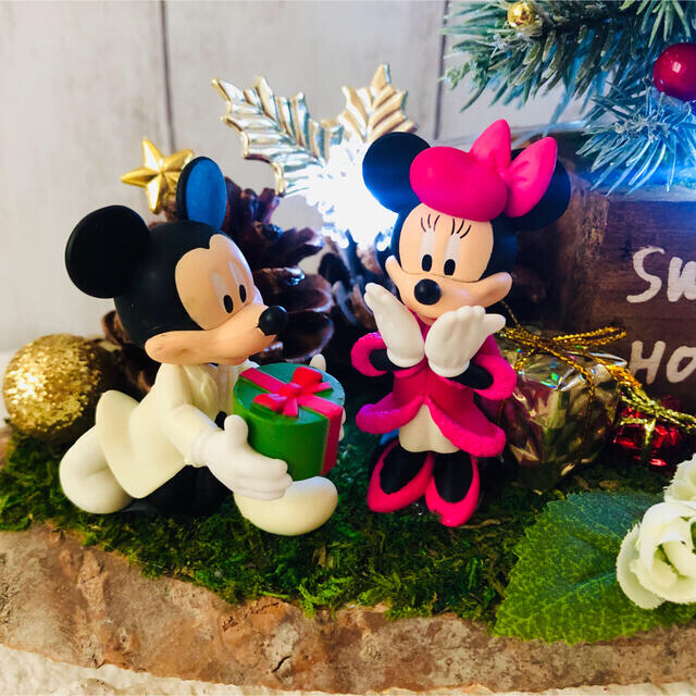 Disney(ディズニー)のディズニー クリスマス ツリー フェイクグリーン ハンドメイド ライト 置物 ハンドメイドのフラワー/ガーデン(その他)の商品写真