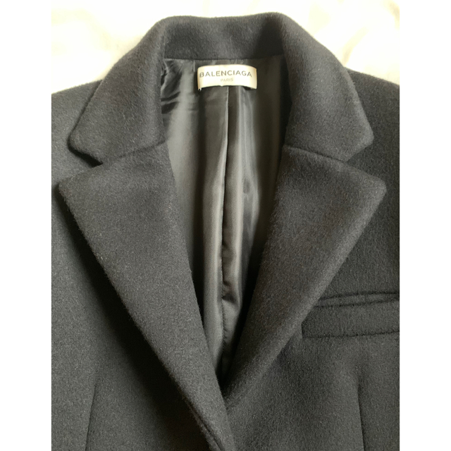 BALENCIAGA - BALENCIAGA ウール チェスターコート 黒 36 名品 BALENCIAGA - BALENCIAGA ウール チェスターコート 黒 36 名品