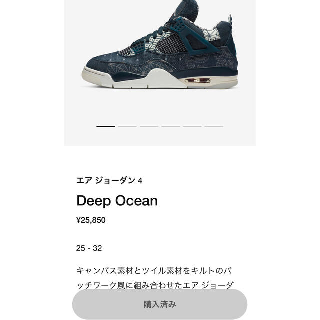 NIKE(ナイキ)の29 NIKE AIR JORDAN 4 DEEP OCEAN メンズの靴/シューズ(スニーカー)の商品写真