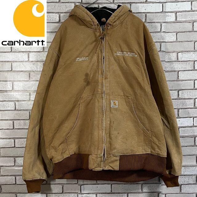 carhartt(カーハート)の激レア Carhartt カーハート ジャケット 企業ロゴ刺繍 ベージュ XL メンズのジャケット/アウター(カバーオール)の商品写真