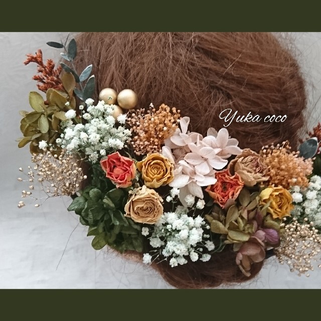 アンティークローズ ドライフラワー ヘッドドレス 髪飾り❁¨̮成人式 結婚式