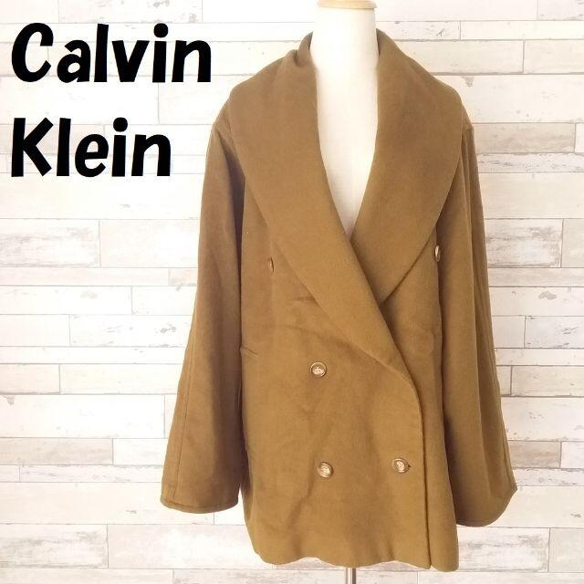 Calvin Klein(カルバンクライン)のカルバンクライン ショールカラー ウール ダブルコート 肩パッド レディース レディースのジャケット/アウター(その他)の商品写真