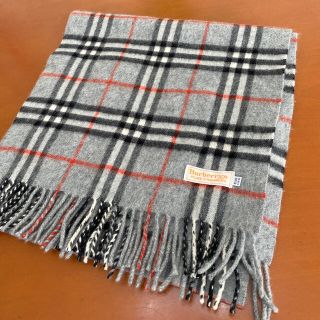 バーバリー(BURBERRY)のバーバリー　カシミヤ　マフラー　ライトグレー　美品(マフラー/ショール)