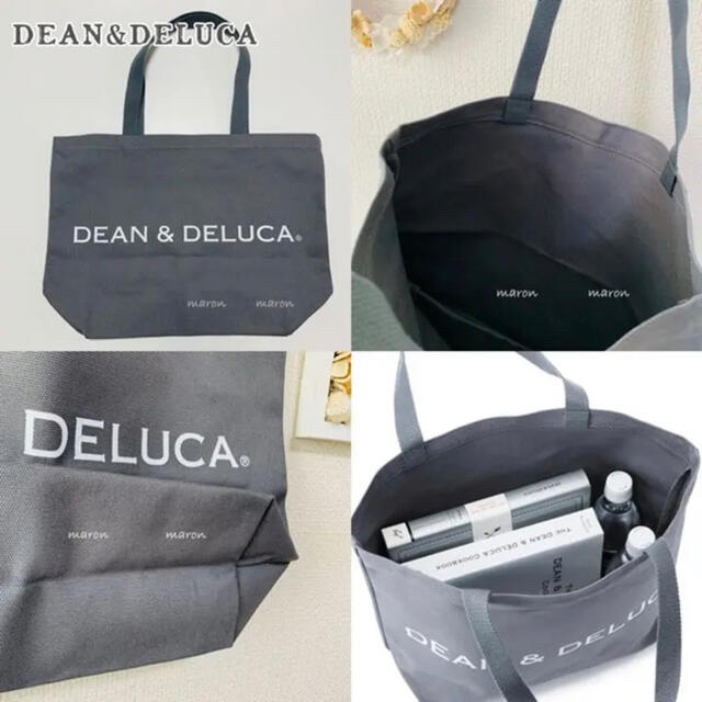 DEAN & DELUCA(ディーンアンドデルーカ)のチャコールグレーＬサイズDEAN&DELUCAトートバッグエコバッグランチバッグ レディースのバッグ(エコバッグ)の商品写真