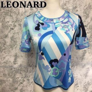 レオナール(LEONARD)のレオナール花柄 総柄トップス カットソー 半袖Tシャツ綿１００％ サイズＭ(カットソー(半袖/袖なし))