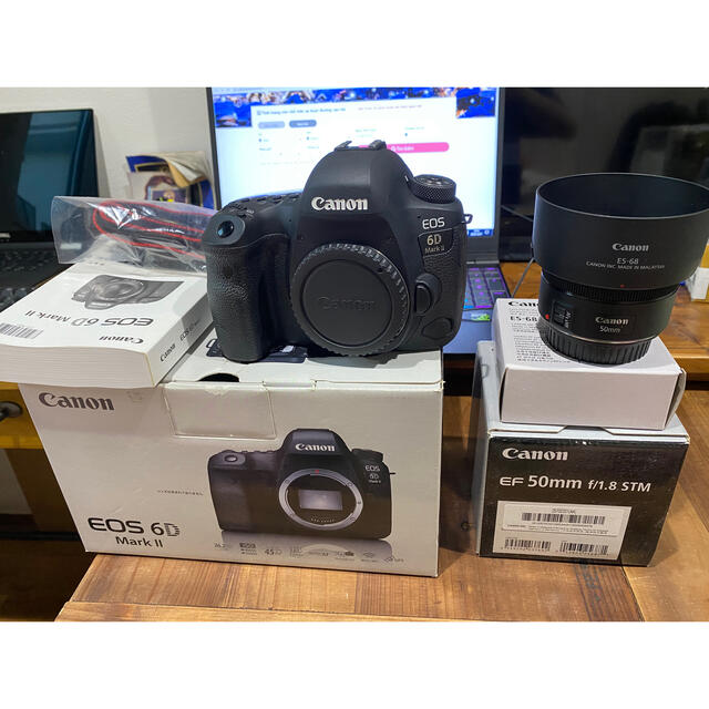贅沢品 6D EOS Canon - Canon MARK2+ STM+レンズフード f1.8 50mm
