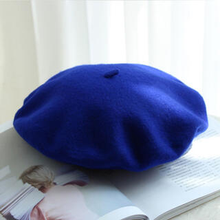 ベレー帽 レディース ウール ブルー(ハンチング/ベレー帽)