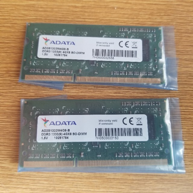 ADATAメモリ So-DIMM DDR3-1333 スマホ/家電/カメラのPC/タブレット(PCパーツ)の商品写真