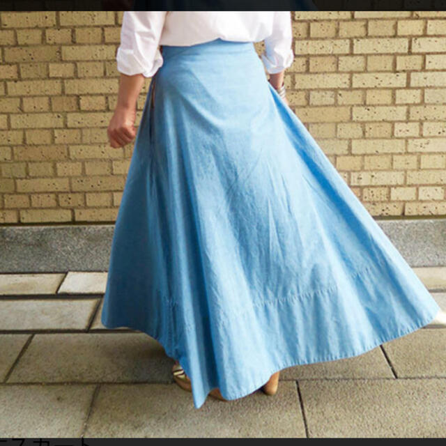 マディソンブルーコットンリネンマキシフレアスカートmadison blue-