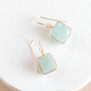 ☆アクアマリンキューブAquamarineAAA☆14kgf☆ピアス・イヤリング(ピアス)