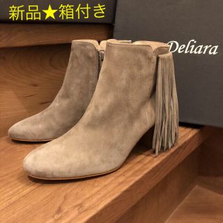 10%即払引↓★Deliara サイドフリンジショートブーツ 37 23.5㎝(ブーティ)